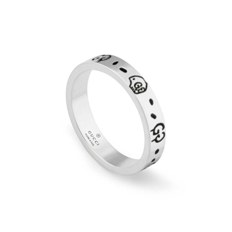 Gucci Logo Engraved And Ghost Sliver Ring